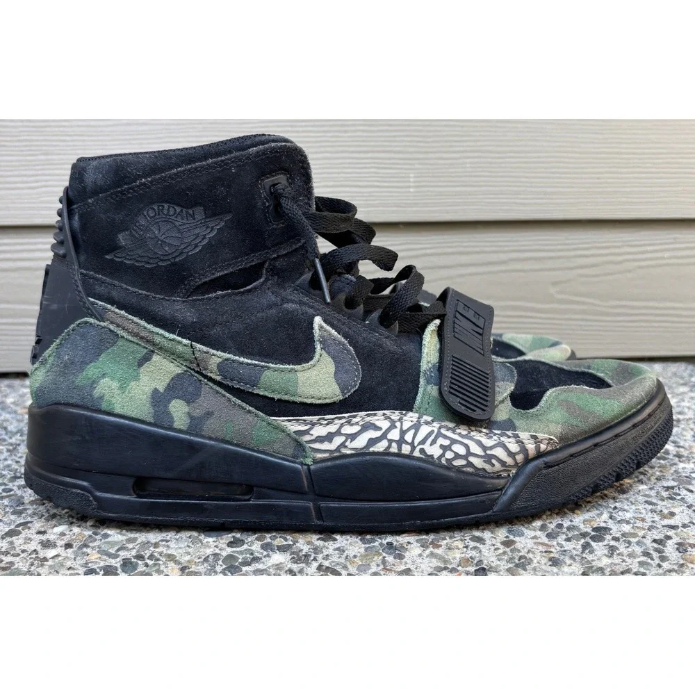 Jordan Legacy 312 Camo Black Elephant Print High Top Mens AV3922-003 Size 12